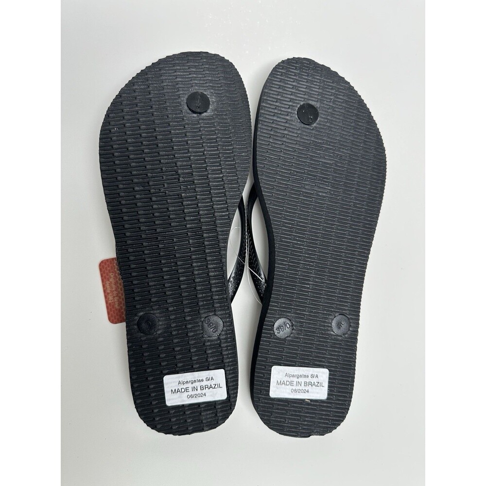 Havaianas Minnie Mouse Flip Flops Women’s 9/10 Metal Bow Charms Black Disney NWT - Picture 2 of 5